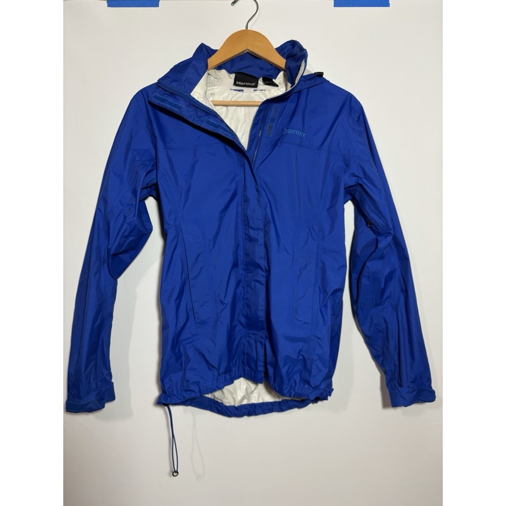 Marmot PreCip Eco Rain Jacket Womens S Hooded Waterproof Pit Zips‎ Blue